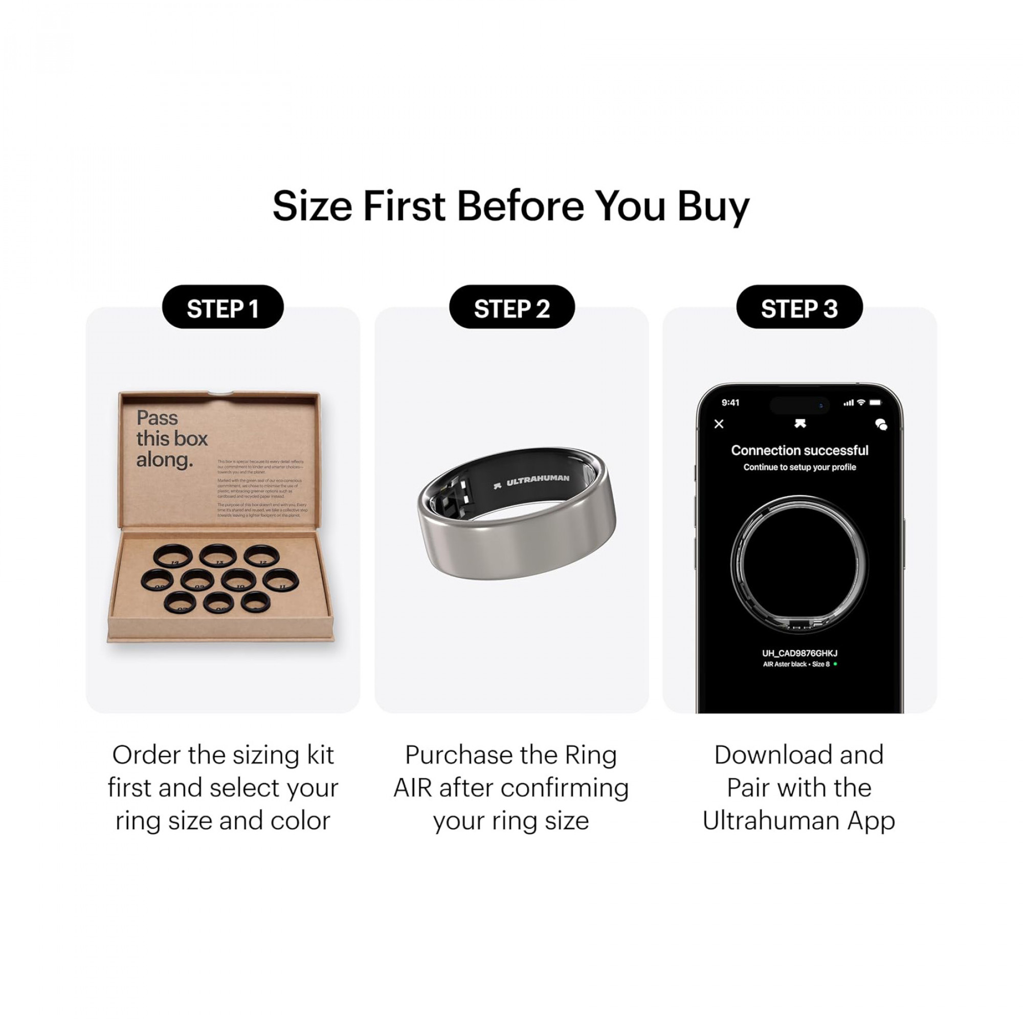 Умное кольцо ULTRAHUMAN Ring AIR (Raw Titanium) (Size 8)